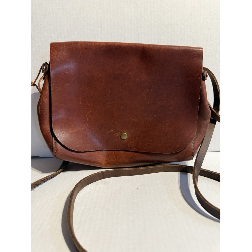 Triumph Outpost Crossbody Bag Brown Full Grain Leather Flap Shoulder Purse - Picture 3 of 13